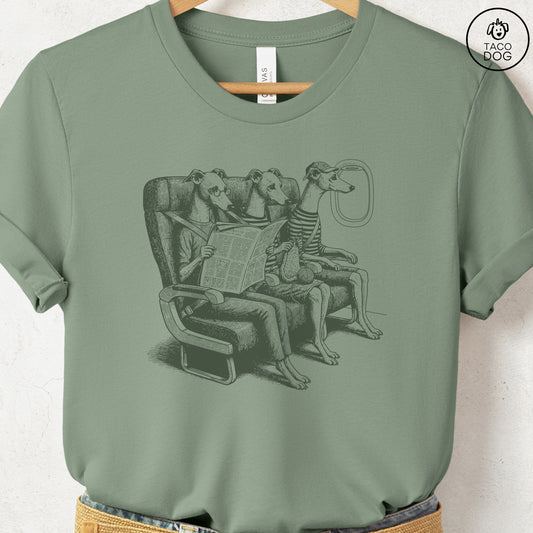 Italian Greyhound Whippet Iggy Departures T-Shirt Sage Taco-Dog