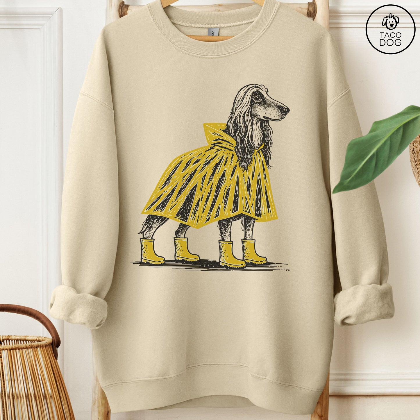 Afghan Hound Poncho Sweatshirt Sand Taco-Dog
