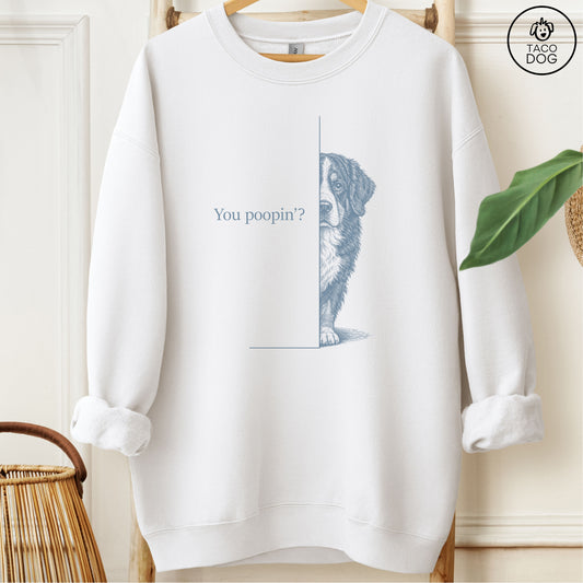 Bernese Mountain Dog Poopin Sweatshirt White Taco-Dog
