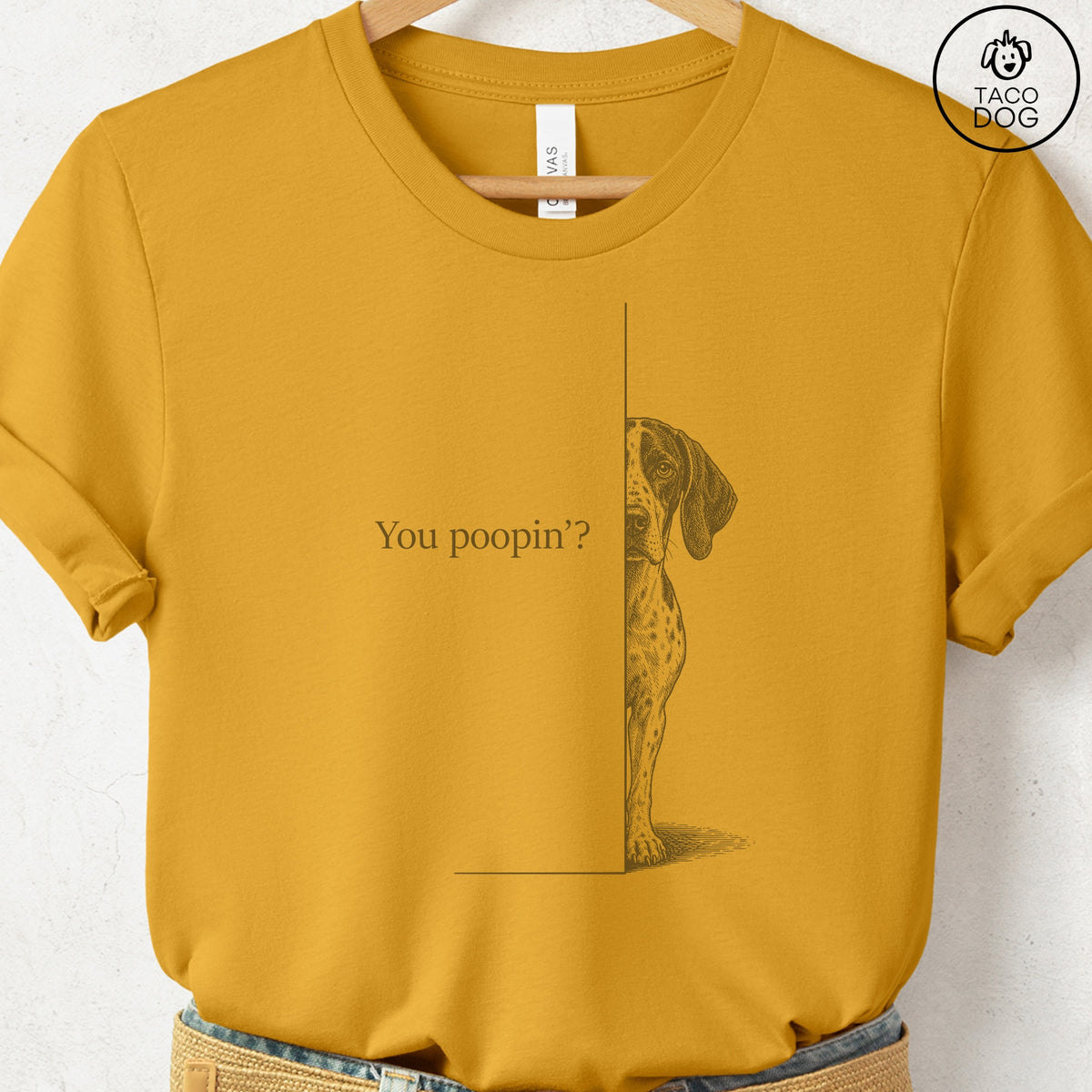 Pointer Poopin T-Shirt Mustard Taco-Dog