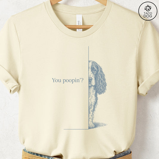 Springer Spaniel Poopin T-Shirt Natural Taco-Dog