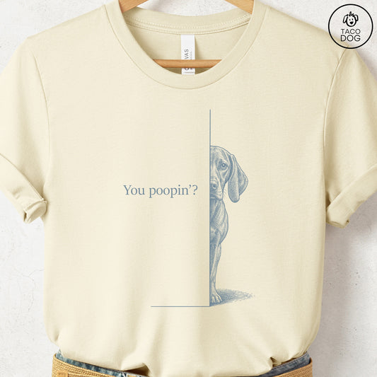 Vizsla Poopin T-Shirt Natural Taco-Dog