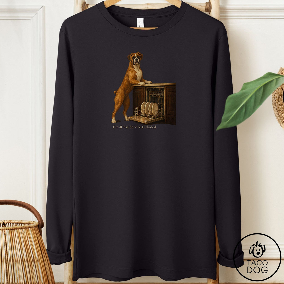 Boxer Pre-Rinse Long Sleeve Tee Black Taco-Dog