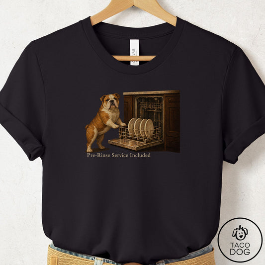English Bulldog Pre-Rinse T-Shirt Black Taco-Dog