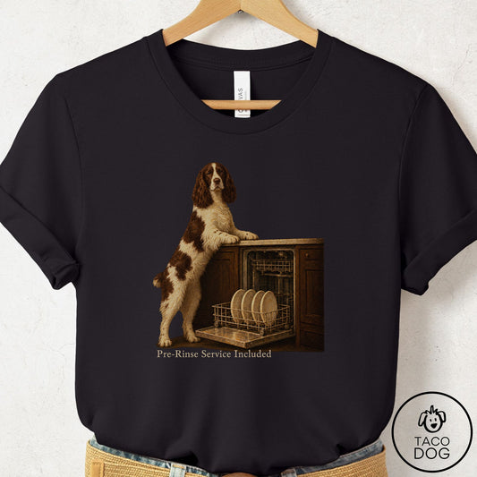 Springer Spaniel Pre-Rinse T-Shirt Black Taco-Dog
