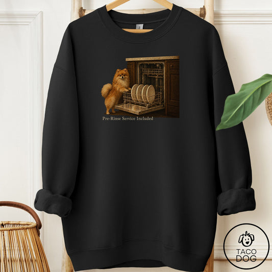 Pomeranian Pre-Rinse Sweatshirt Black Taco-Dog