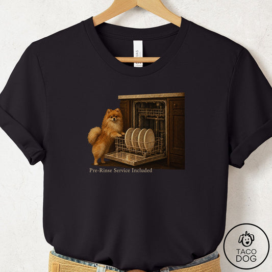 Pomeranian Pre-Rinse T-Shirt Black Taco-Dog