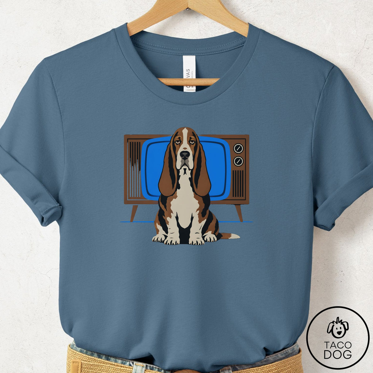 Basset Hound Program T-Shirt Steel Blue Taco-Dog