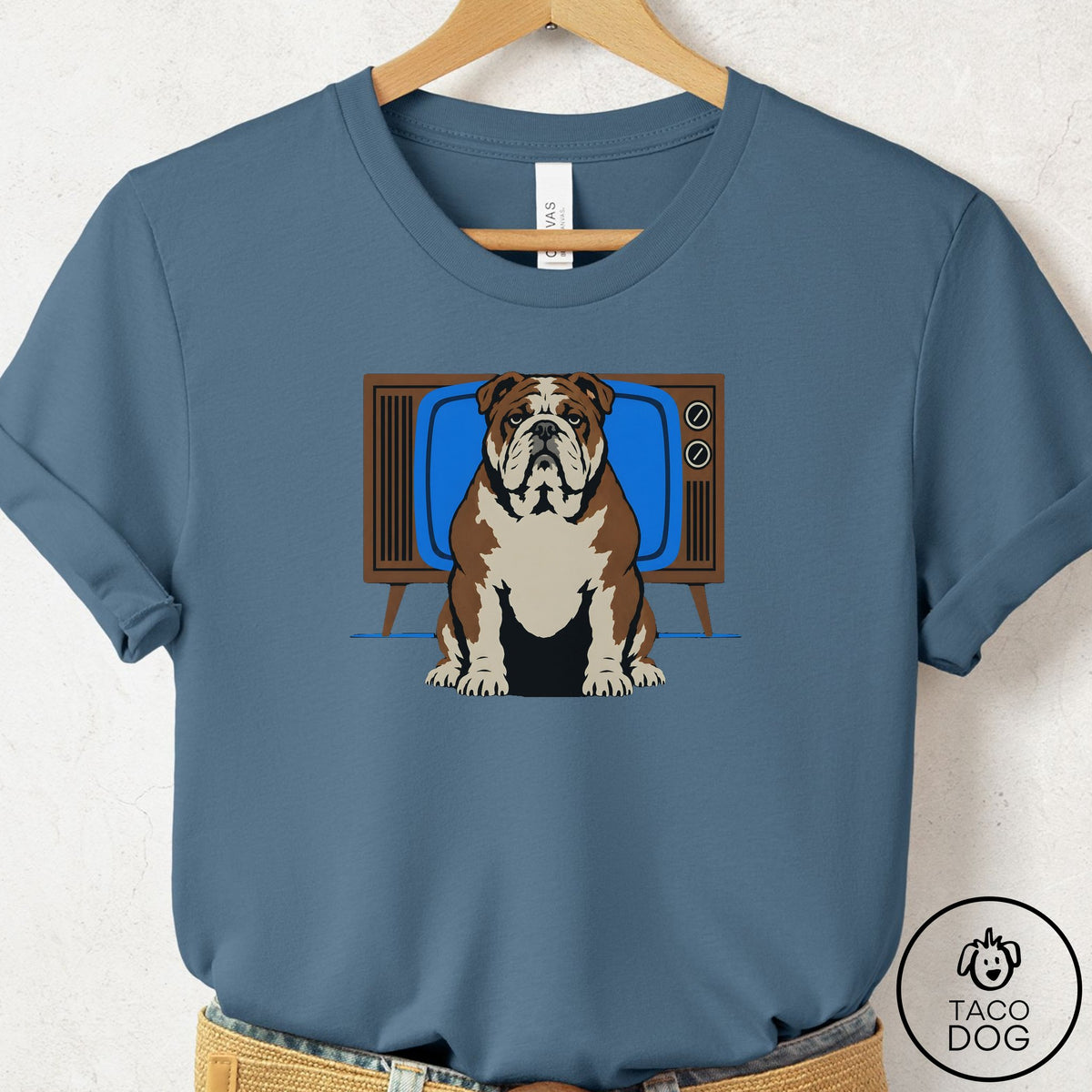 English Bulldog Program T-Shirt Steel Blue Taco-Dog