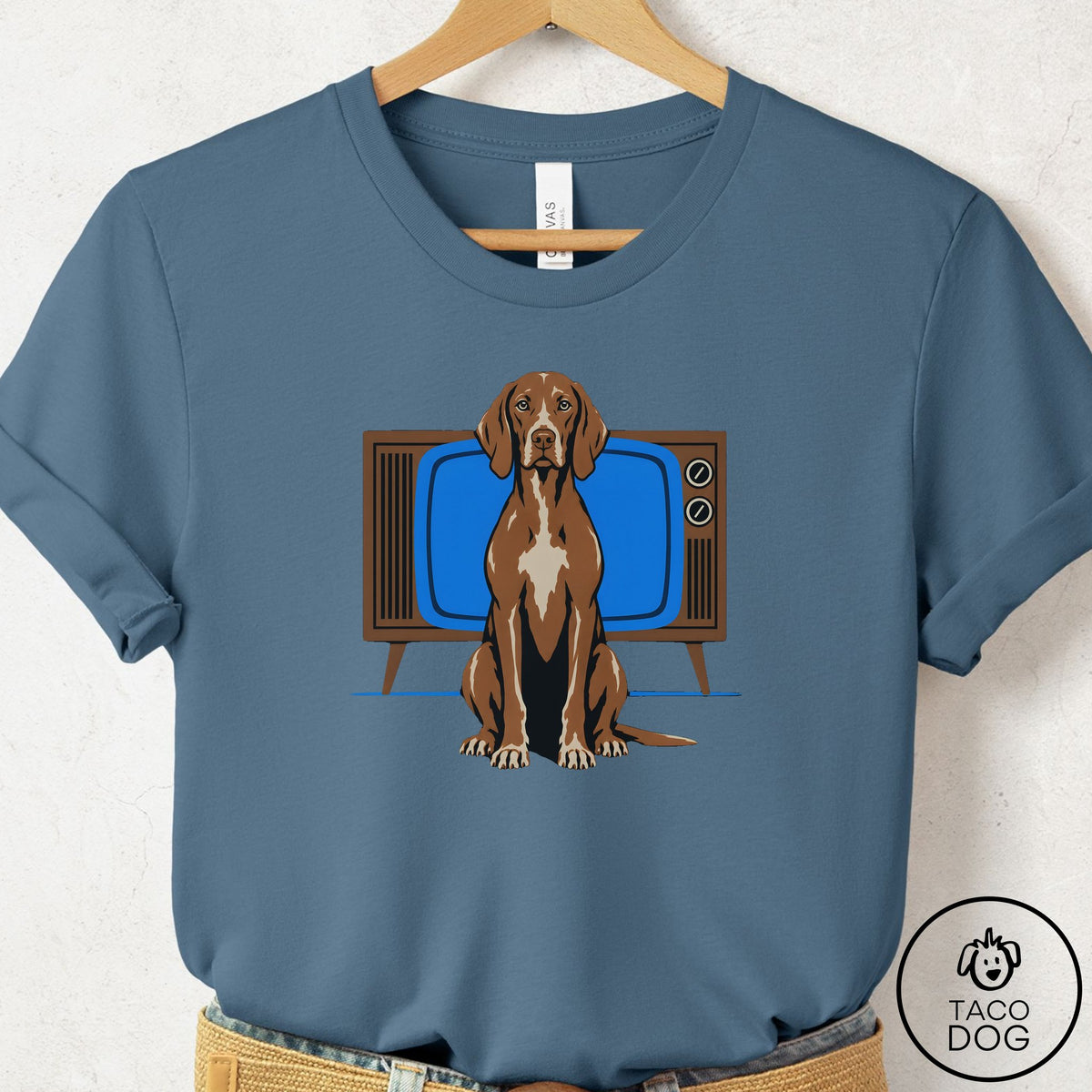 Vizsla Program T-Shirt Steel Blue Taco-Dog