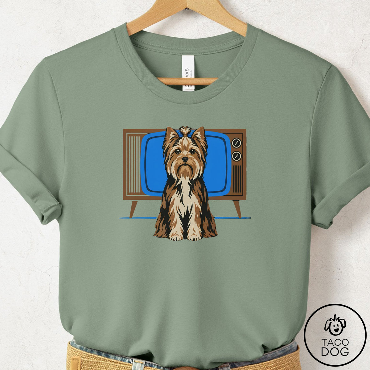 Yorkshire Terrier Yorkie Program T-Shirt Sage Taco-Dog
