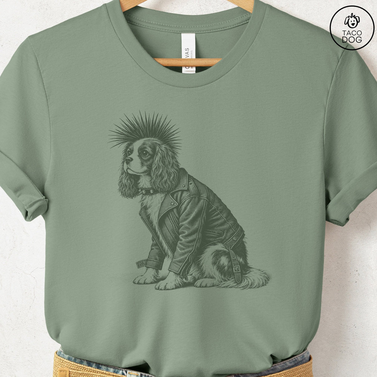 Cavalier King Charles Spaniel Punk T-Shirt Sage Taco-Dog