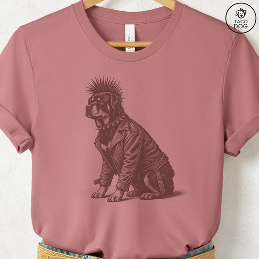 Rottweiler Punk T-Shirt Heather Mauve Taco-Dog