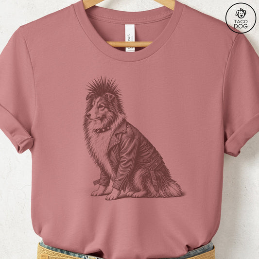 Shetland Sheepdog Punk T-Shirt Heather Mauve Taco-Dog