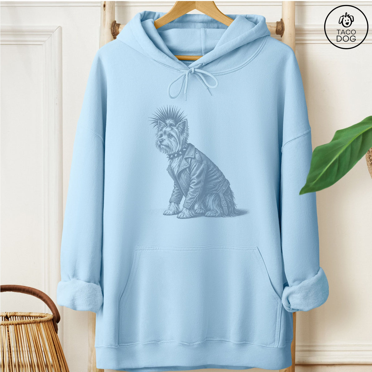 Yorkshire Terrier Yorkie Punk Hoodie Light Blue Taco-Dog