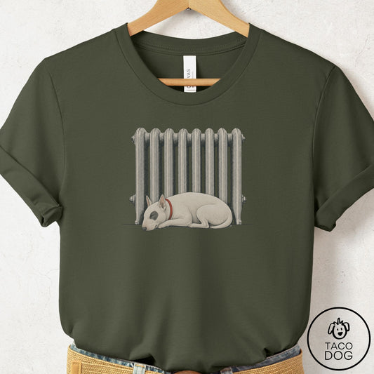 Bull Terrier Radiator T-Shirt Military Green Taco-Dog