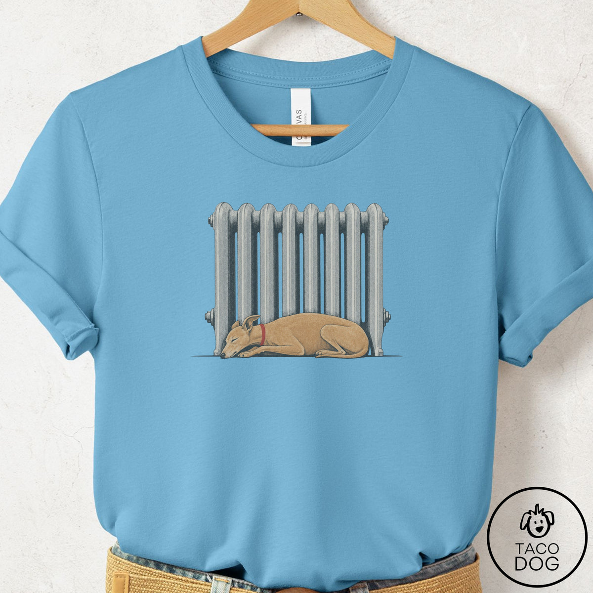 Italian Greyhound Whippet Radiator T-Shirt Ocean Blue Taco-Dog