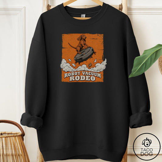 Coonhound Robot Vacuum Rodeo Sweatshirt Black Taco-Dog