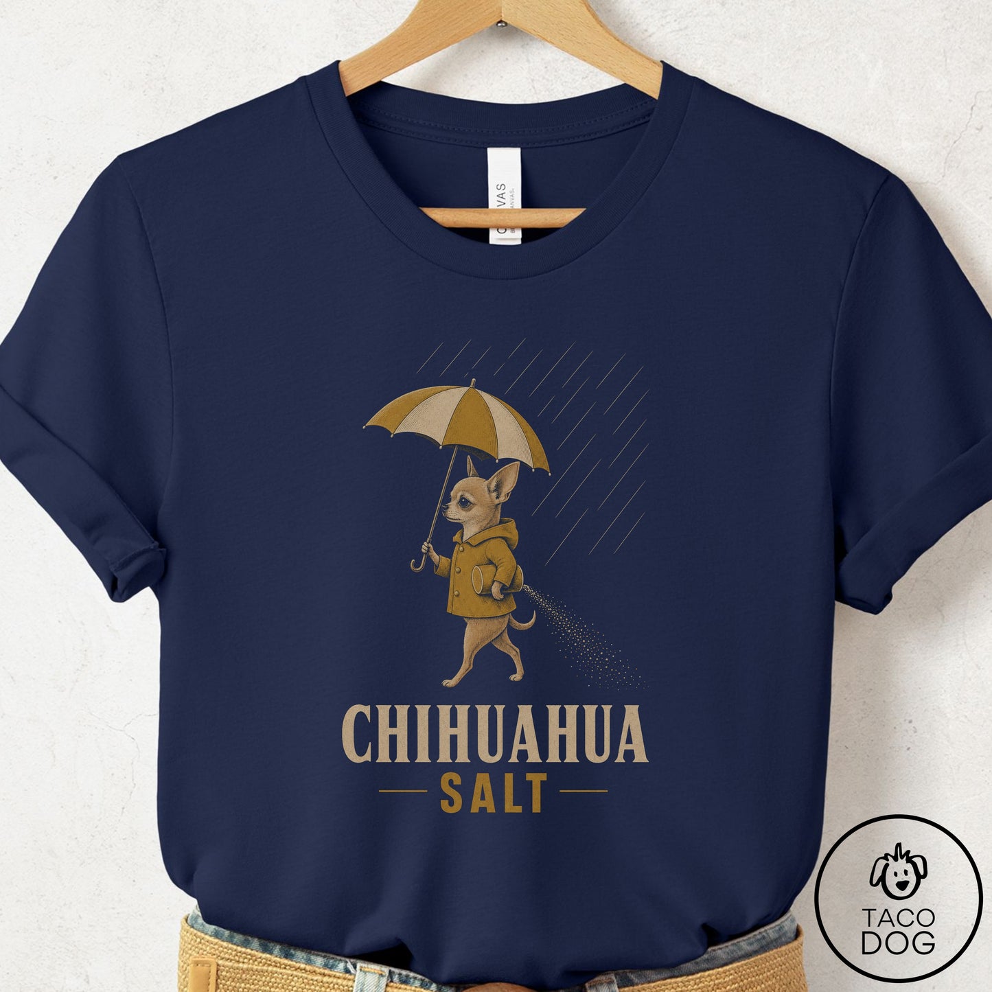 Chihuahua Salt T-Shirt Navy Taco-Dog