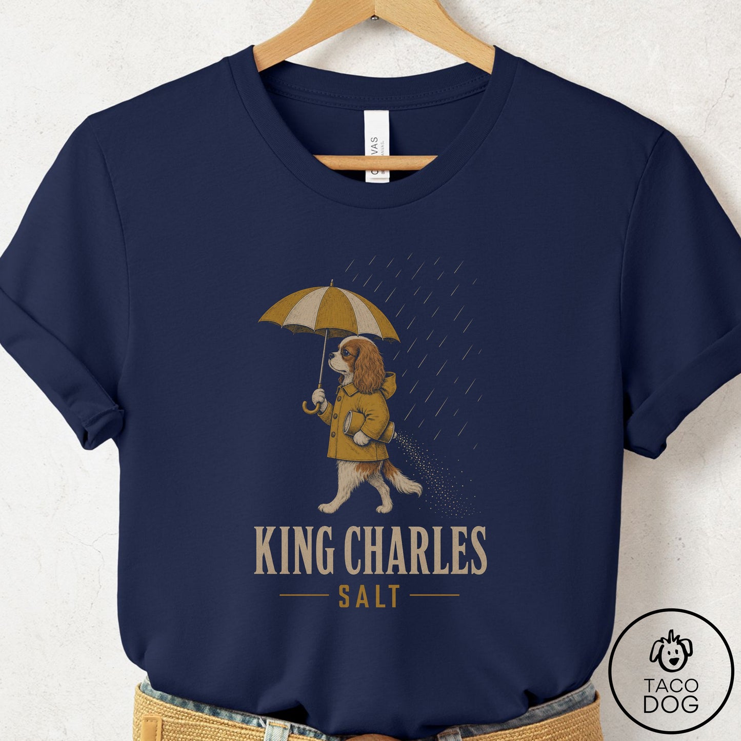 Cavalier King Charles Spaniel Salt T-Shirt Navy Taco-Dog