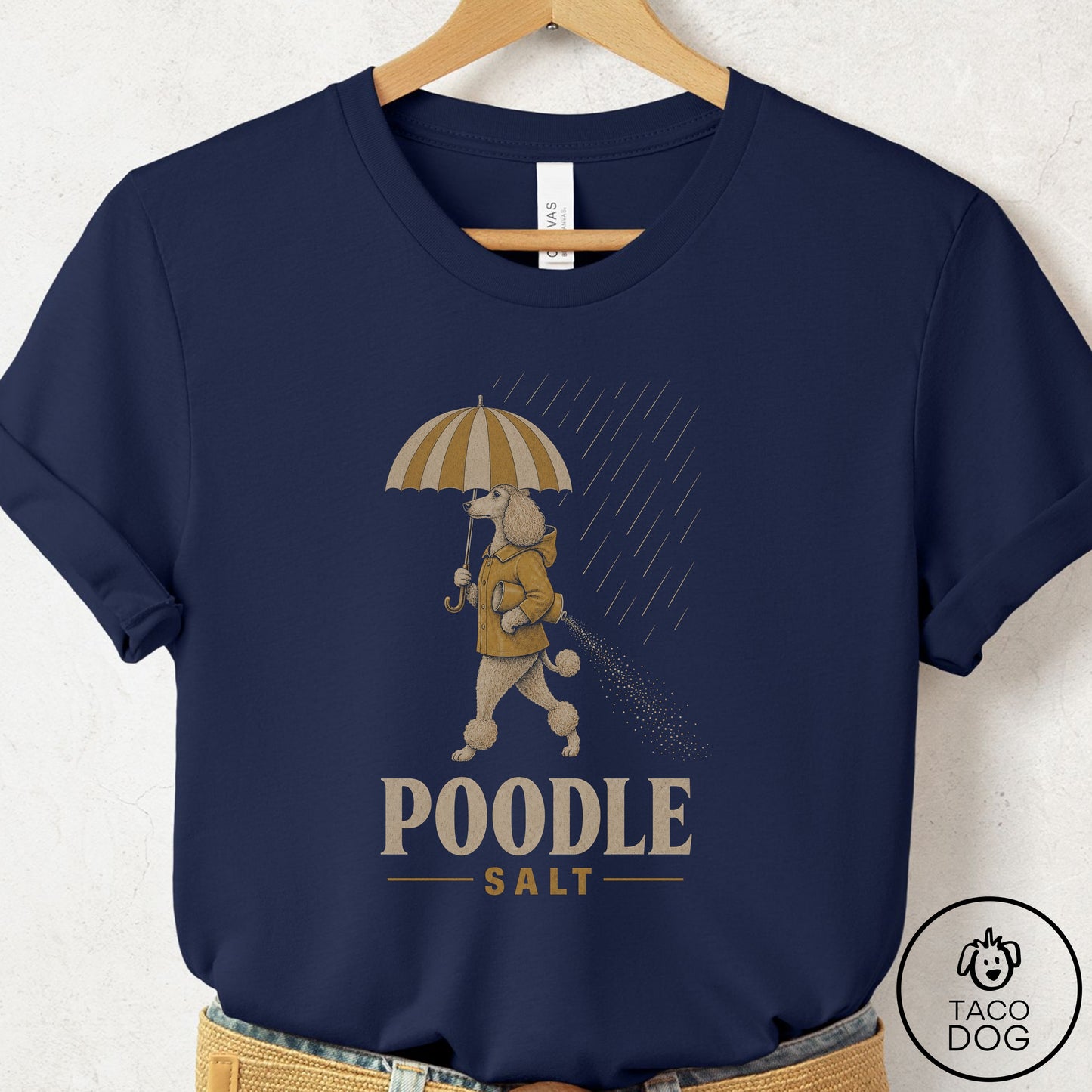 Poodle Salt T-Shirt Navy Taco-Dog