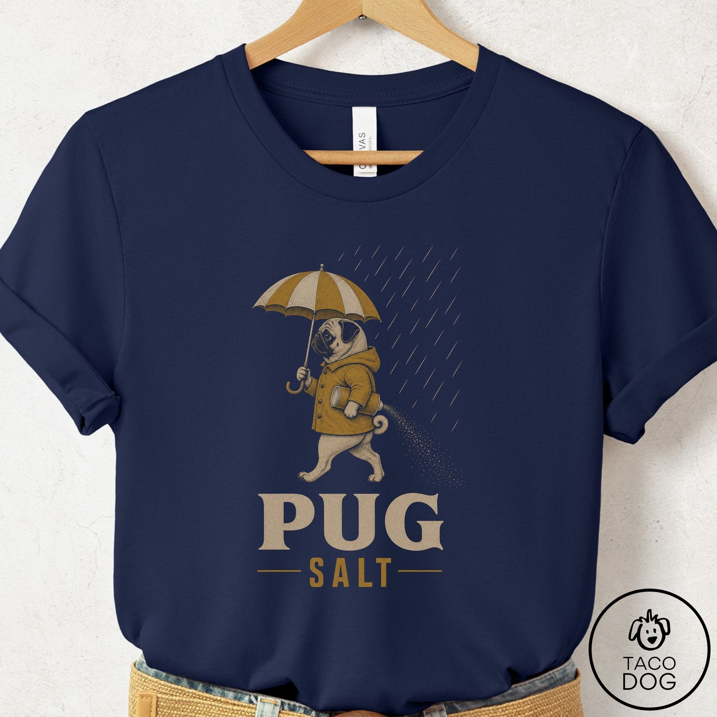 Pug Salt T-Shirt Navy Taco-Dog