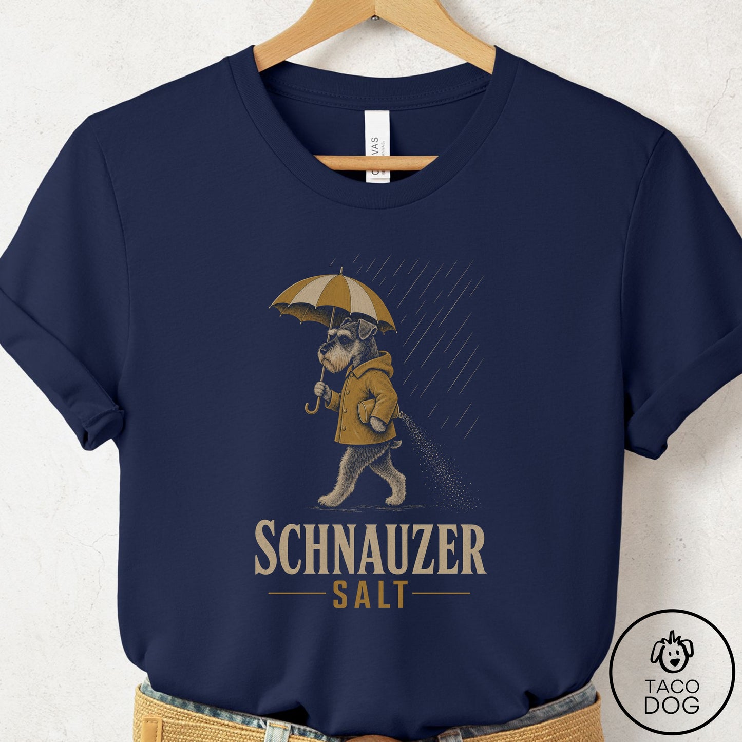 Schnauzer Salt T-Shirt Navy Taco-Dog
