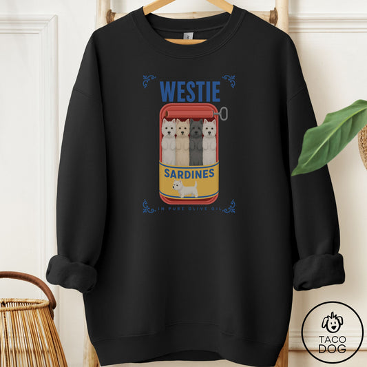 Westie Sardines Sweatshirt Black Taco-Dog