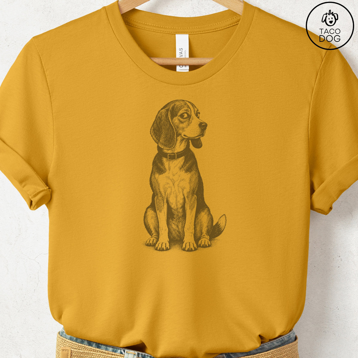 Beagle Side Eye T-Shirt Mustard Taco-Dog
