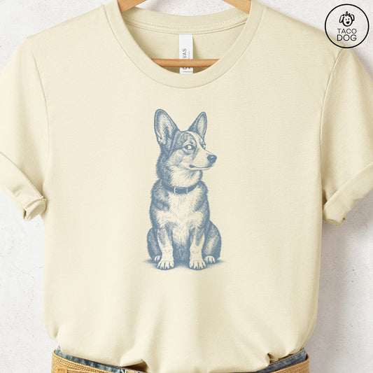 Corgi Side Eye T-Shirt Natural Taco-Dog