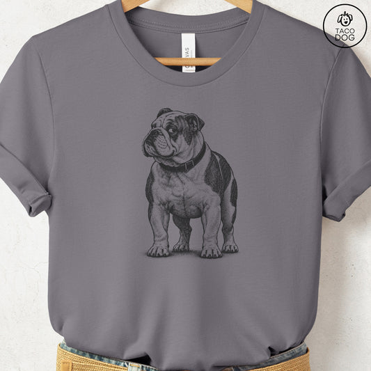 English Bulldog Side Eye T-Shirt Storm Taco-Dog