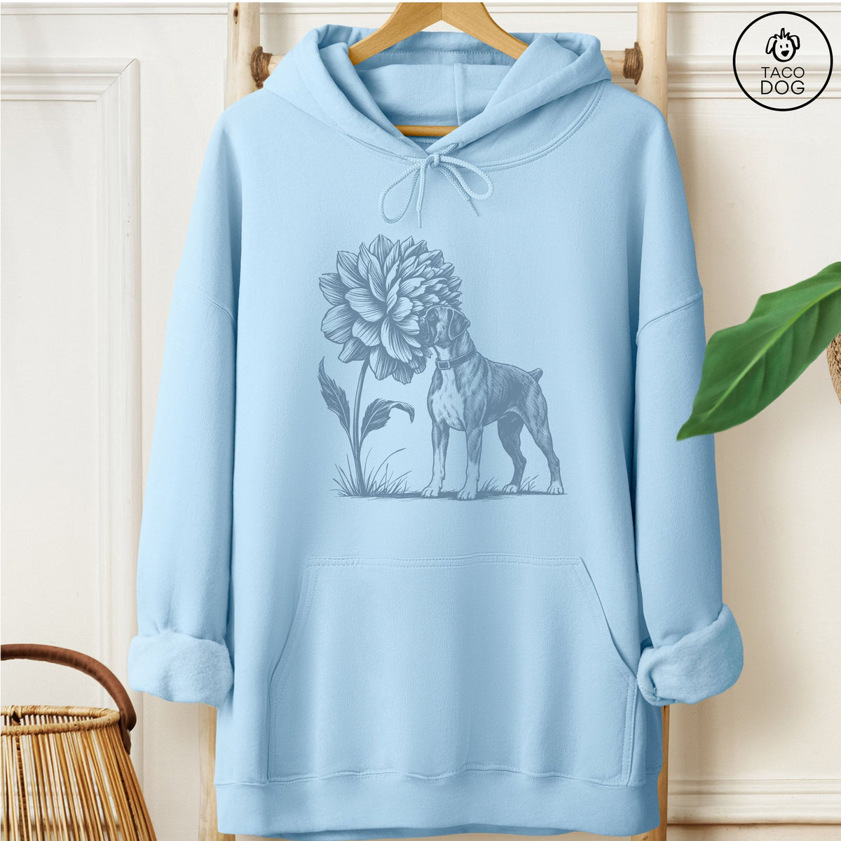 Boxer Smell The Flowers Hoodie Light Blue Taco-Dog
