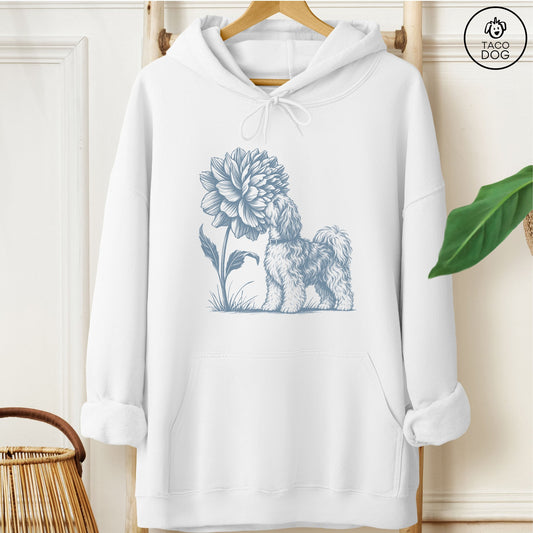 Havanese Smell The Flowers Hoodie White Taco-Dog