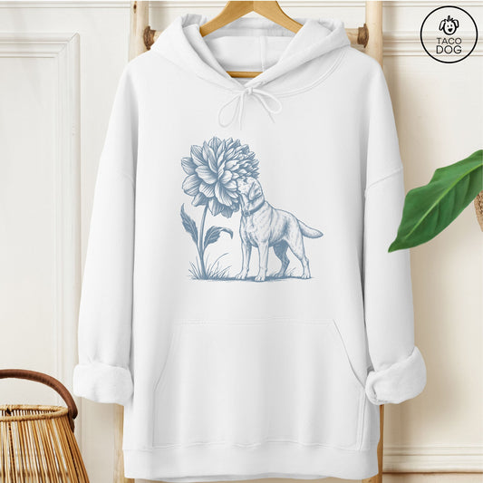 Labrador Retriever Smell The Flowers Hoodie White Taco-Dog