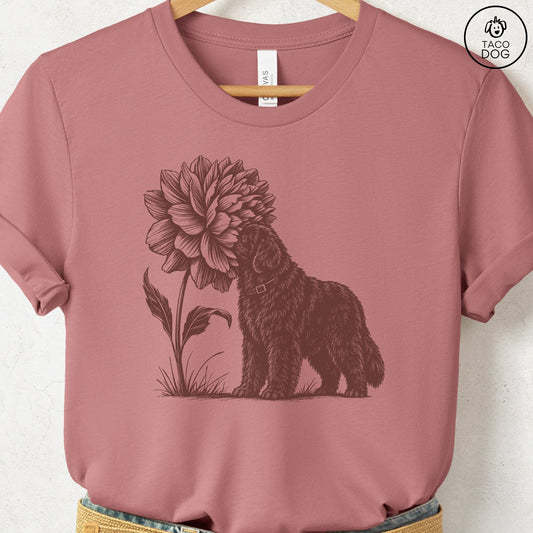 Newfoundland Smell The Flowers T-Shirt Heather Mauve Taco-Dog
