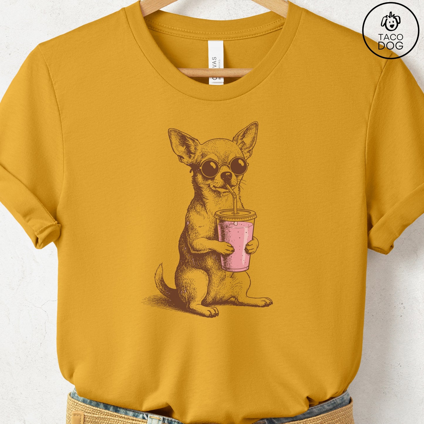Chihuahua Smoothie T-Shirt Mustard S Taco-Dog