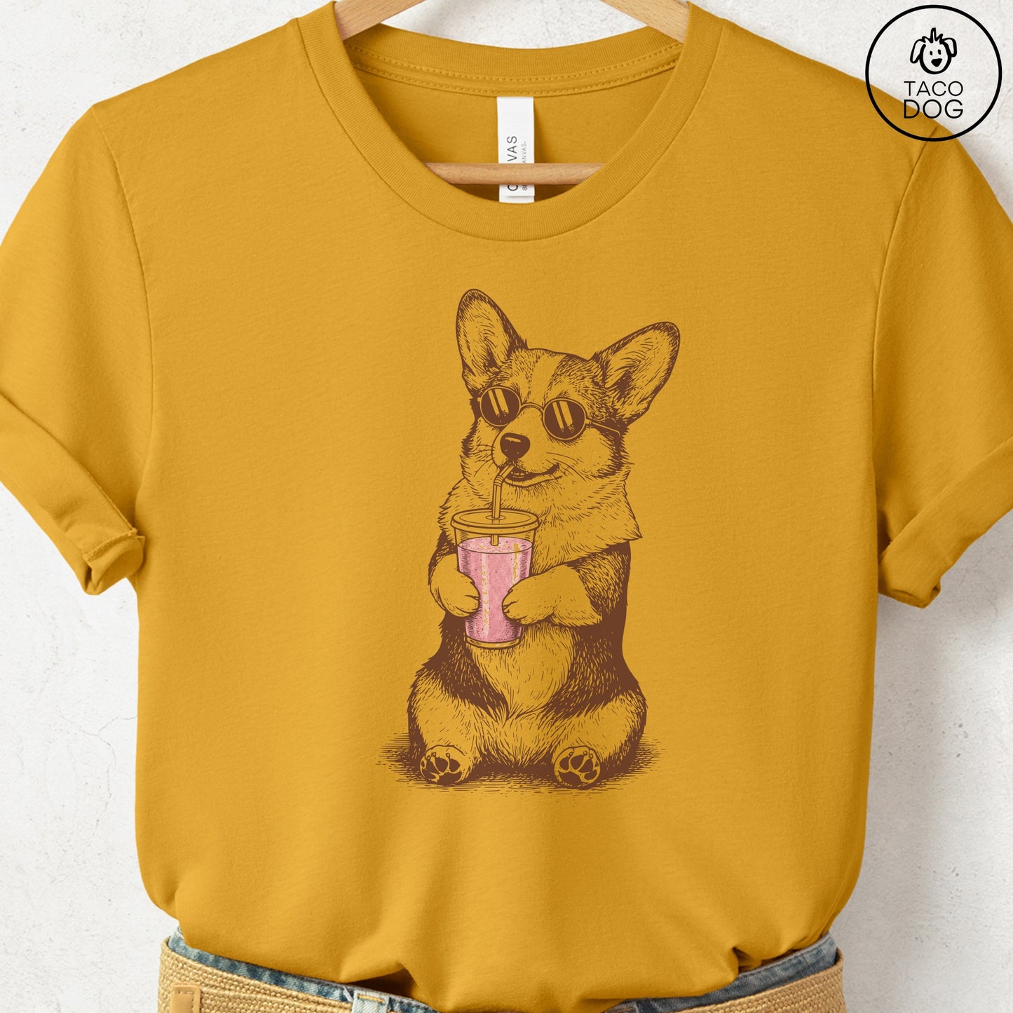 Corgi Smoothie T-Shirt Mustard S Taco-Dog