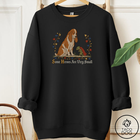Basset Hound Some Heroes Are Very Small Sweatshirt Black Taco-Dog