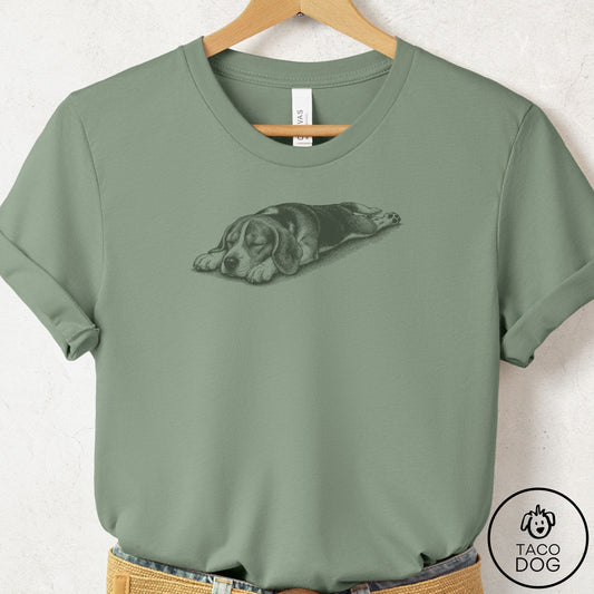 Beagle Sploot T-Shirt Sage Taco-Dog