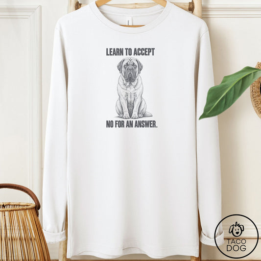 Mastiff Spokesdog Long Sleeve Tee White Taco-Dog