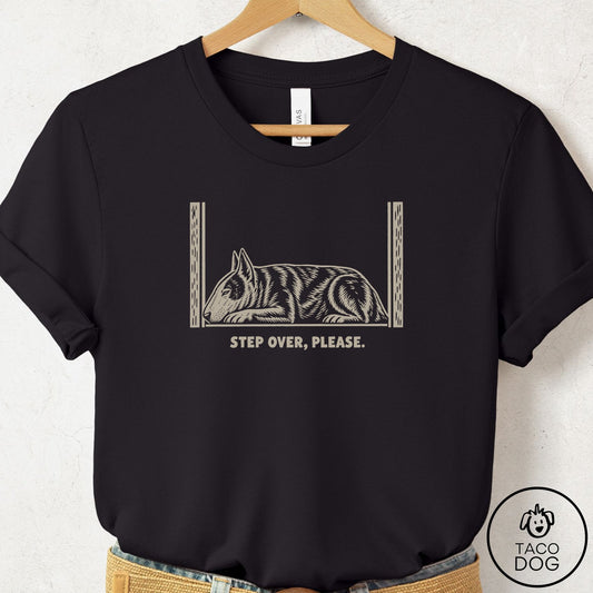 Bull Terrier Step Over Please T-Shirt Black Taco-Dog