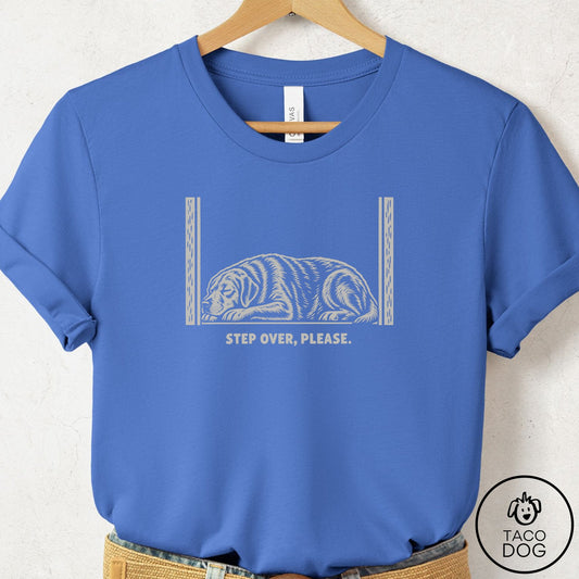 Labrador Retriever Step Over Please T-Shirt Columbia Blue Taco-Dog
