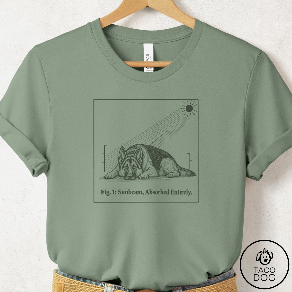 German Shepherd Sunbeam T-Shirt Sage Taco-Dog