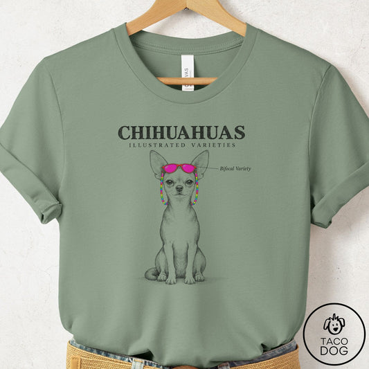 Chihuahua Sunglasses Field Guide T-Shirt Sage Taco-Dog