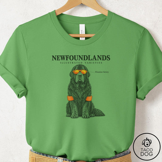 Newfoundland Sunglasses Field Guide T-Shirt Leaf Taco-Dog