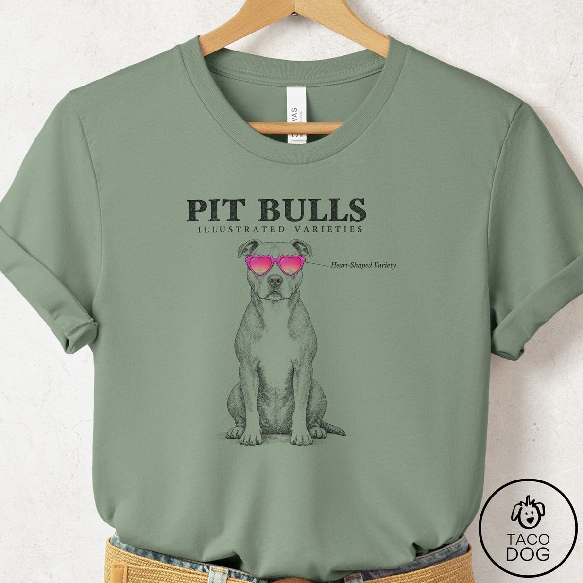 Pitbull Sunglasses Field Guide T-Shirt Sage Taco-Dog