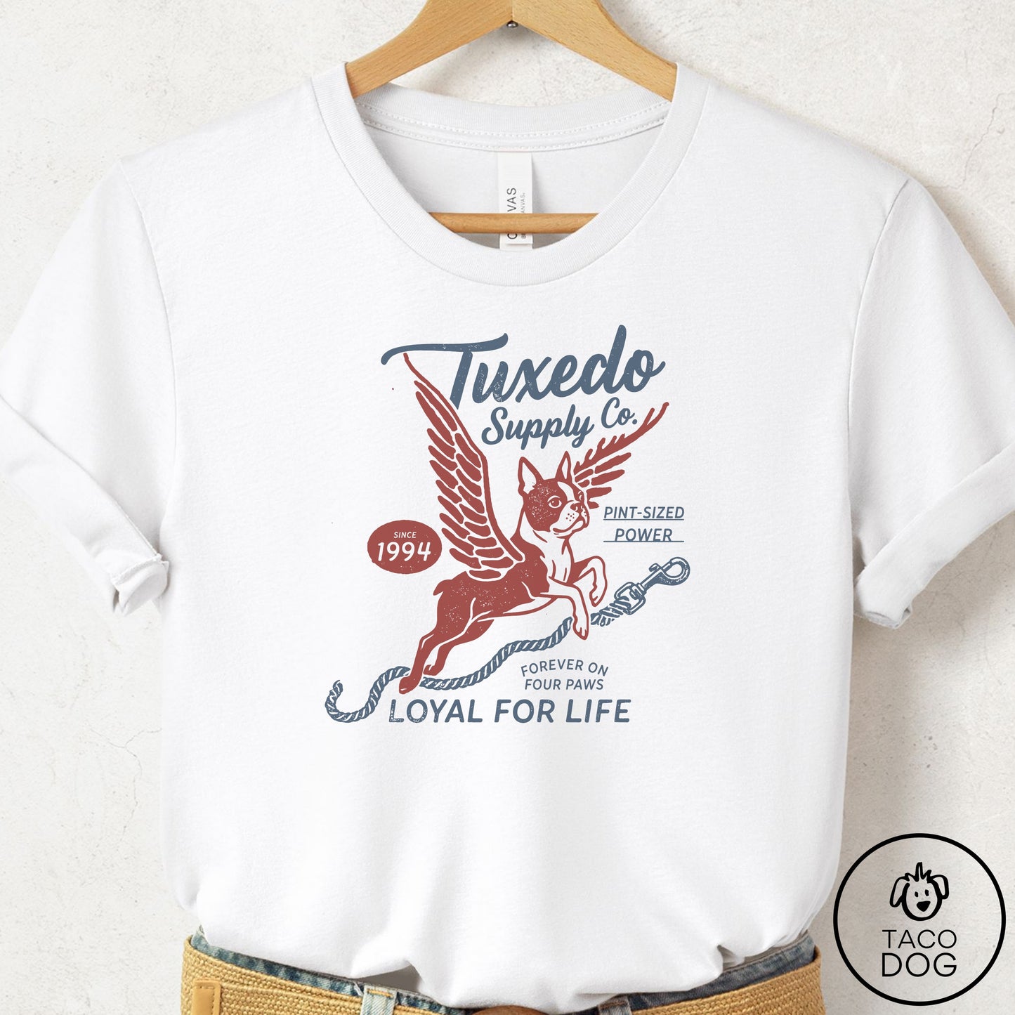 Boston Terrier Supply T-Shirt White Taco-Dog