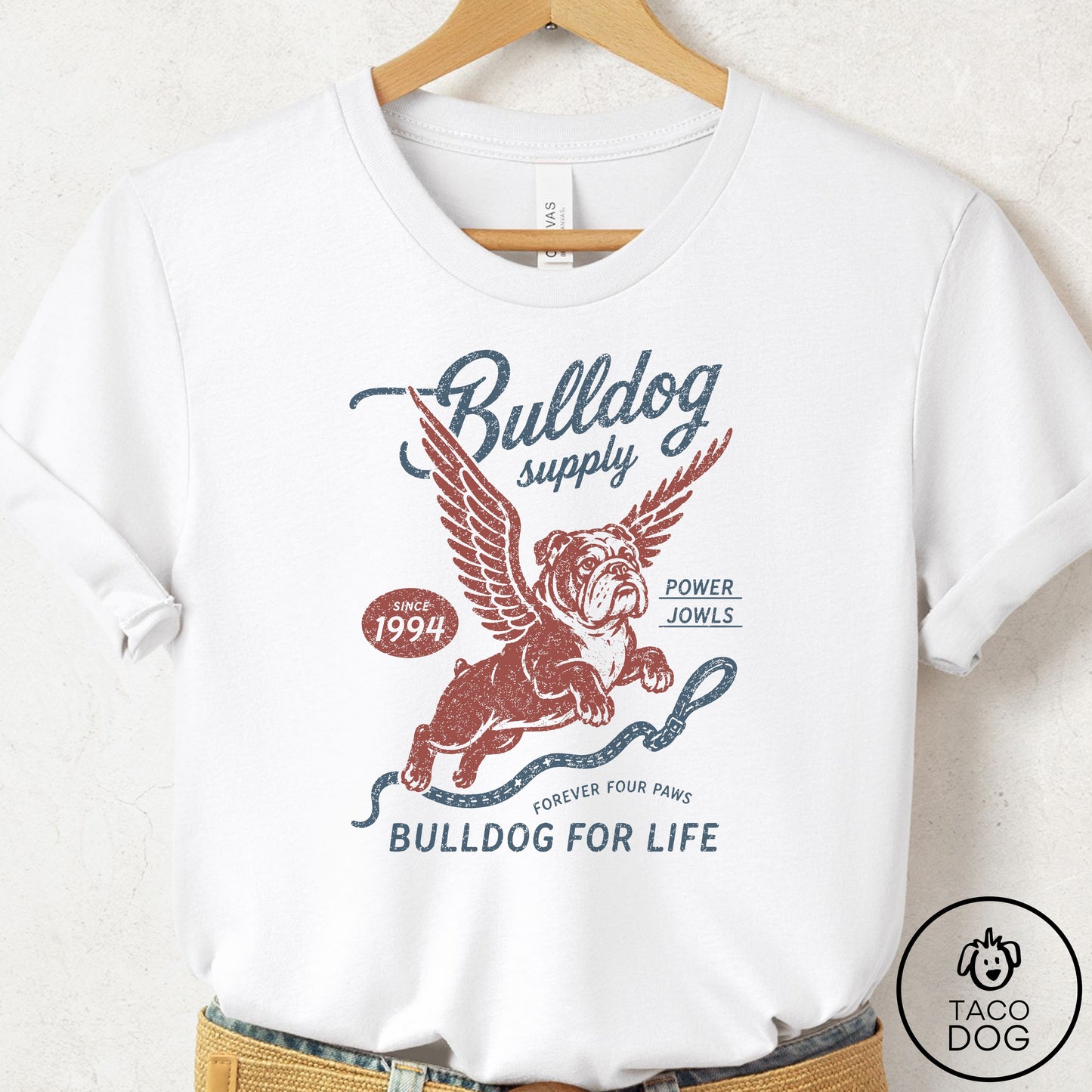 English Bulldog Supply T-Shirt White Taco-Dog