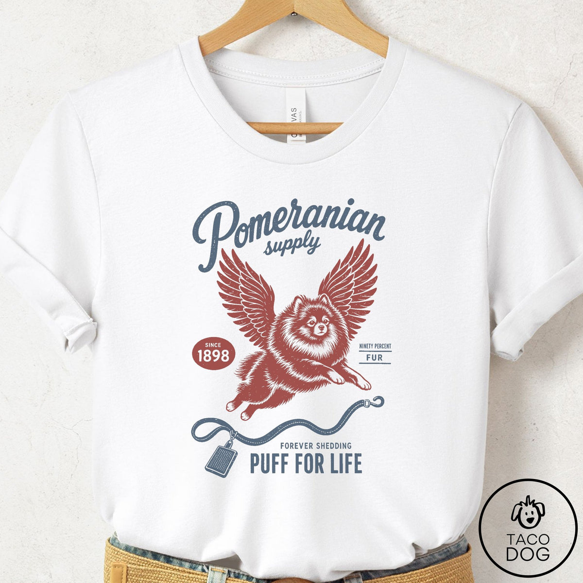 Pomeranian Supply T-Shirt White Taco-Dog