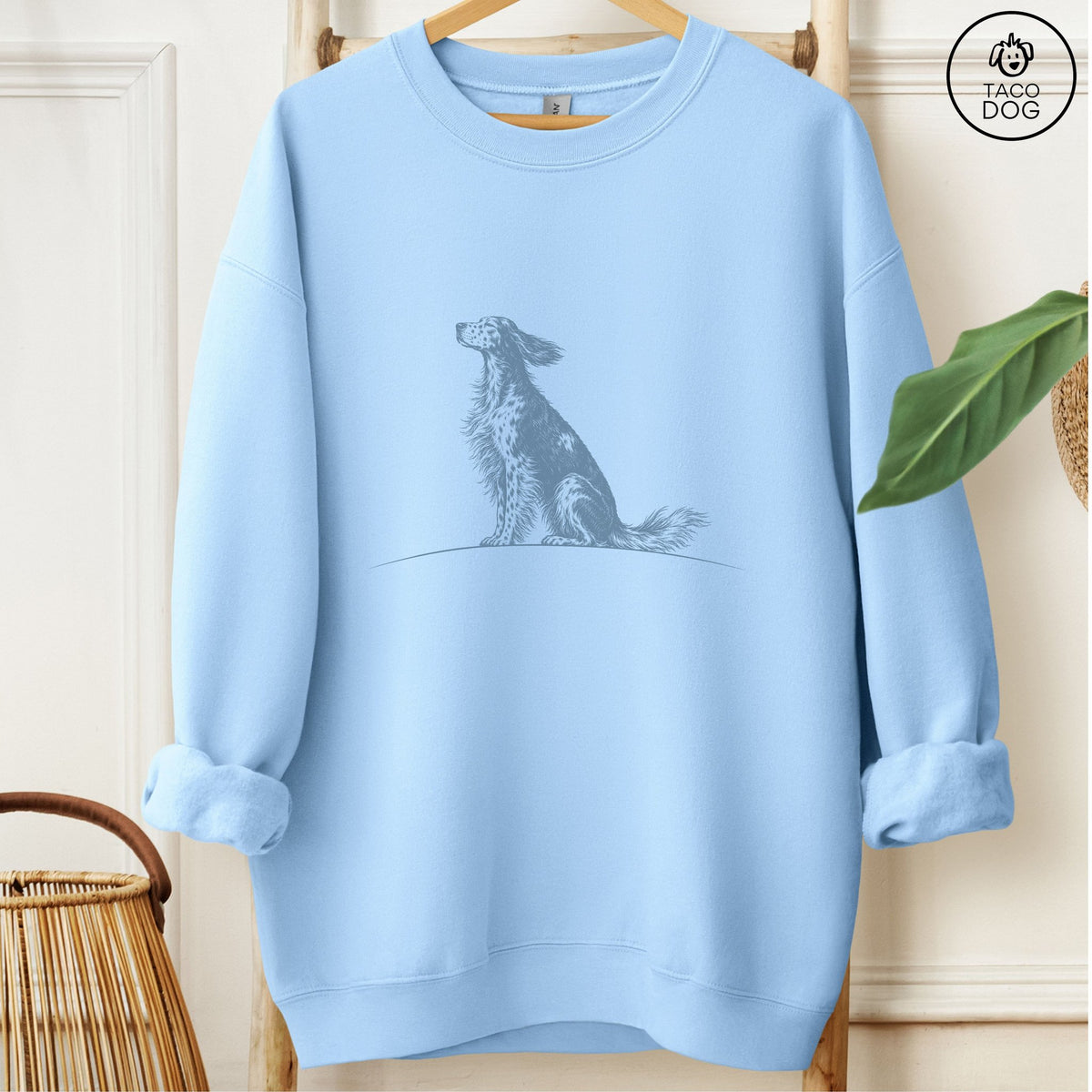 English Setter Tail Wind Sweatshirt Light Blue Taco-Dog